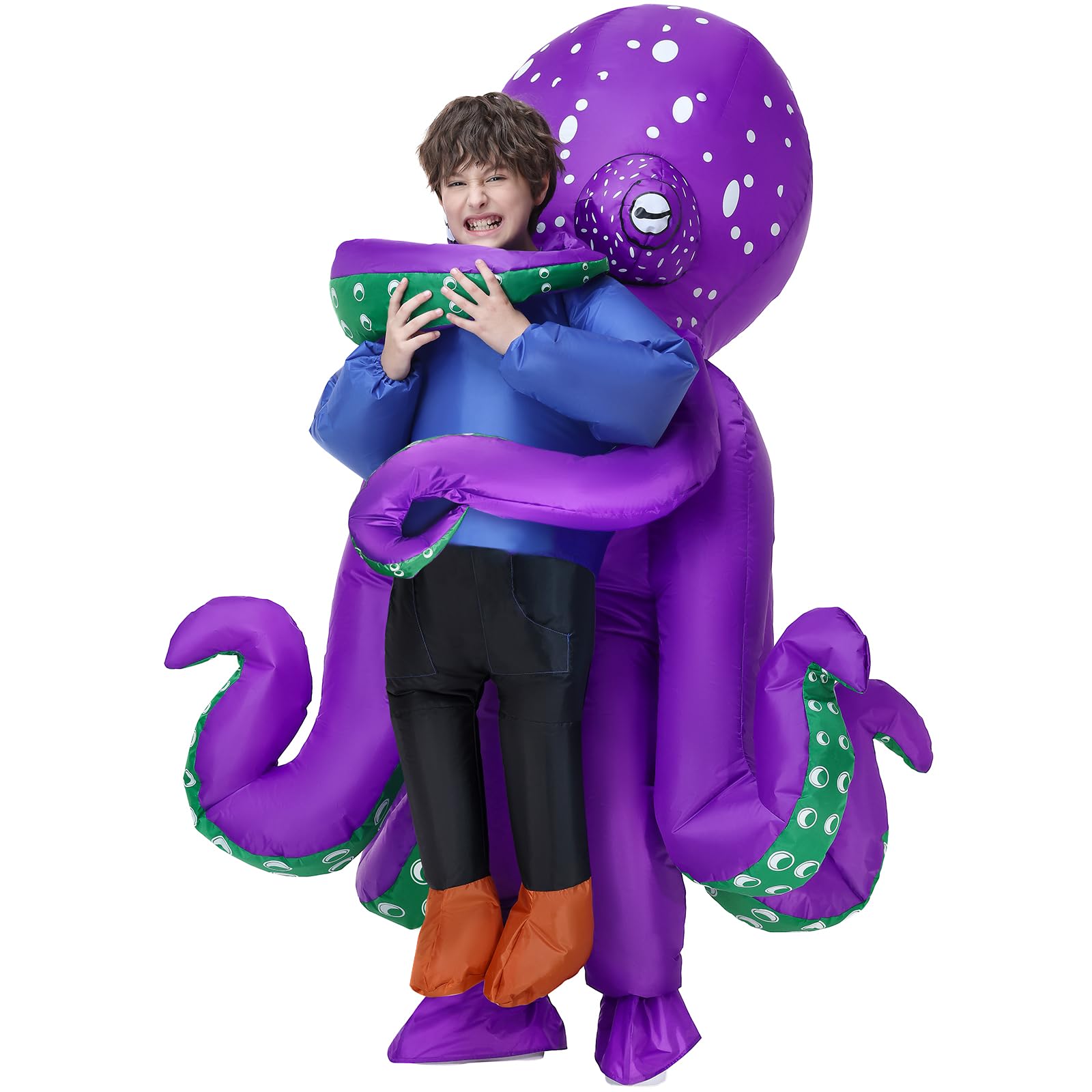WQWOVRVO Inflatable Octopus Costume Kids,Inflatable Blow up Sea Creature Costume for Boys Girls,Funny Halloween Costumes for Halloween Party Cosplay
