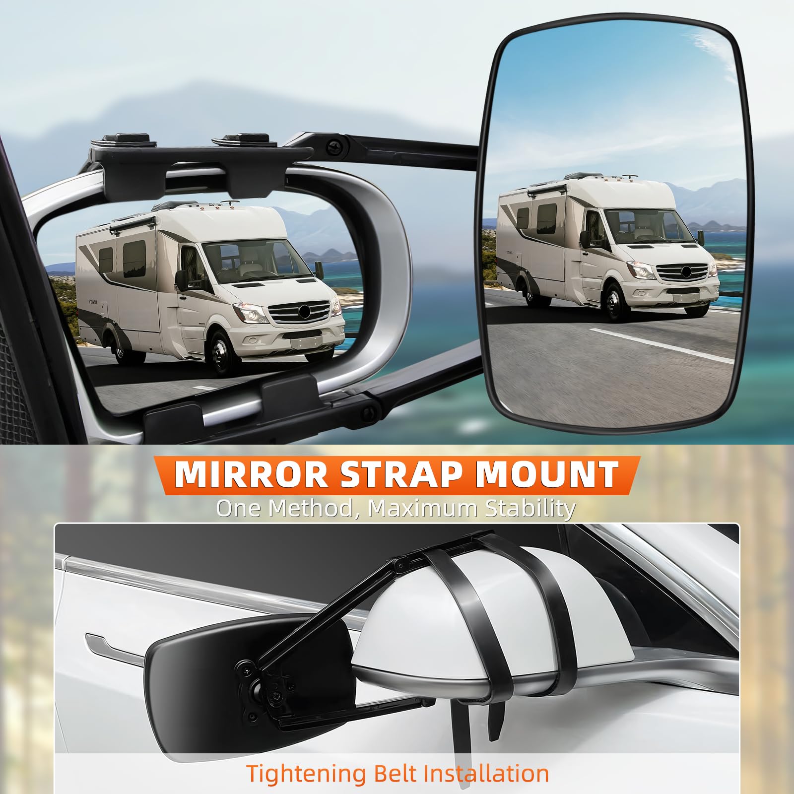 KAOLALI Espejos Caravana Coche, Retrovisores Caravana, 2Pcs Espejos de Remolque Towing, Espejo Retrovisor de Extensión, para Remolque Furgoneta Camion Universal