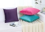 Jeneoo Comfy Soft Thick Velvet Throw Pillow Cases for Sofa Couch, Decorative Solid Square Cushion Covers for Bedroom Car (Lavender, 18 x 18 Inches, 2 Pieces)