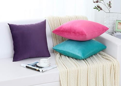 Miniatura 7 de Jeneoo Cómodas fundas de almohada de terciopelo grueso y suave para sofá, fundas de cojín cuadradas sólidas decorativas para dormitorio o automóvil