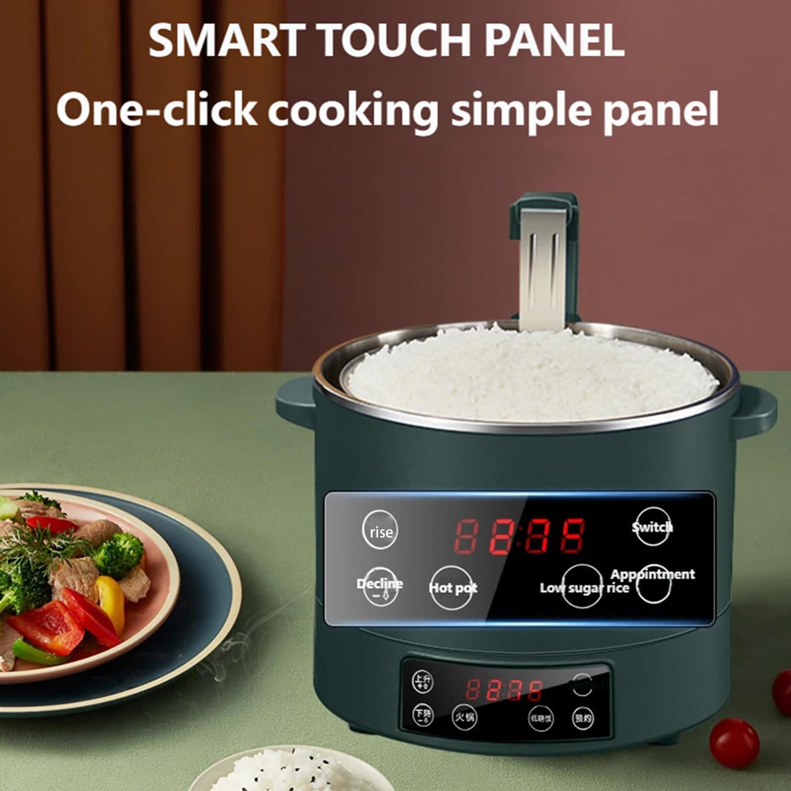 Cuociriso a basso contenuto di zucchero, vaporiera per riso da 3 litri con controllo touch intelligente e timer di ritardo 12 ore, per diete sane e uso familiare