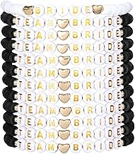 12PCS Team Bride Bracelets, 1 bridal bracelet and11 bridesmaid bracelets, Hen Party Bracelet Premium Soft Clay and Acrylic Beaded, Bridesmaid Team Bride Gift for Wedding Bachelorette Party