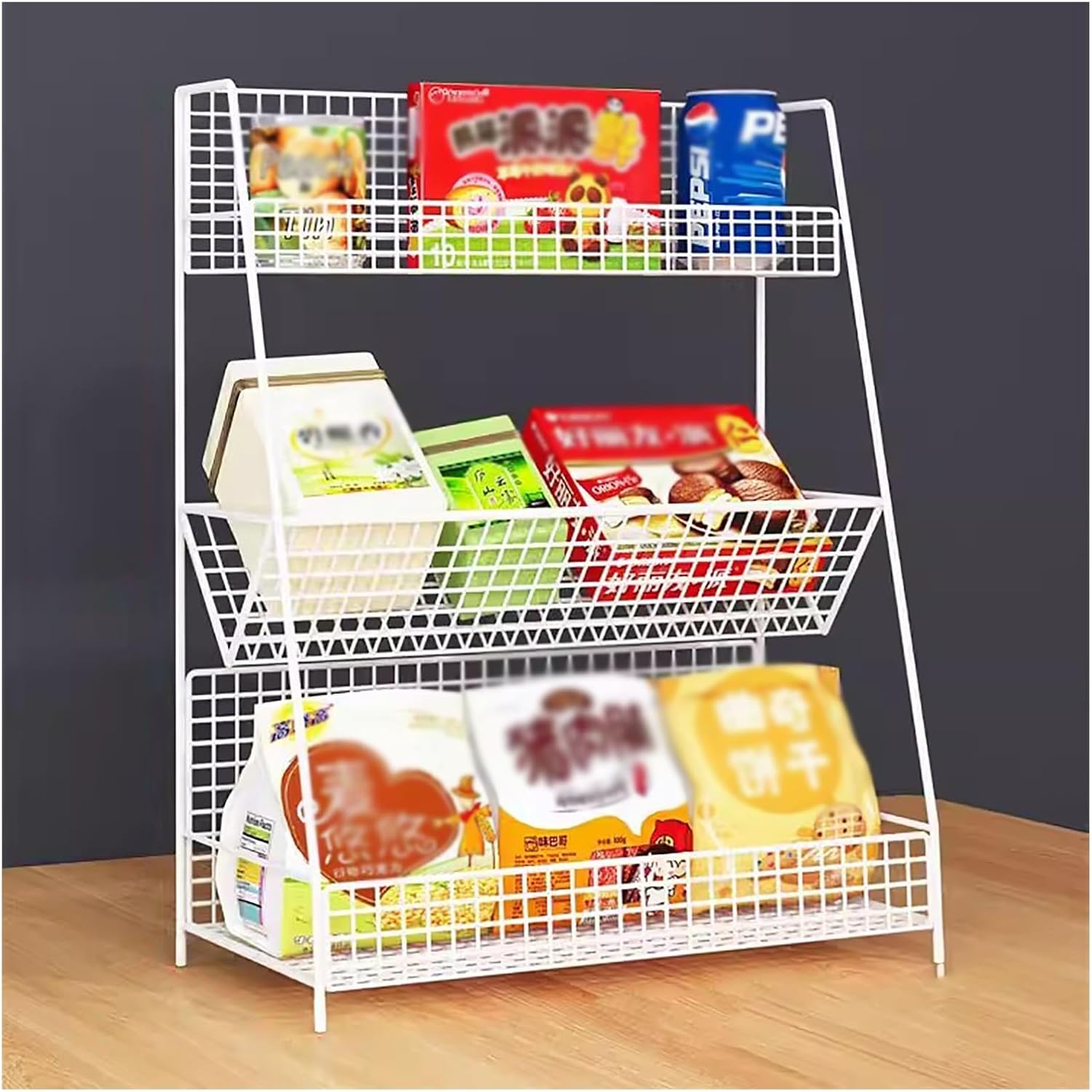 頑丈なフロアスタンディング収納棚、デスクトップワイヤー収納ラック、スーパーマーケットの金属製棚ユニット、キッチンストアの収納棚ディス