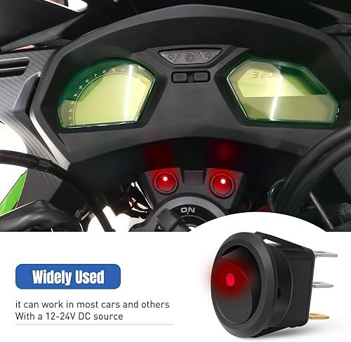 Vista 61 de Nilight 5 interruptores basculantes redondos impermeables con soporte de interruptores de arnés de cableado de 12 V 24 V LED azul iluminado