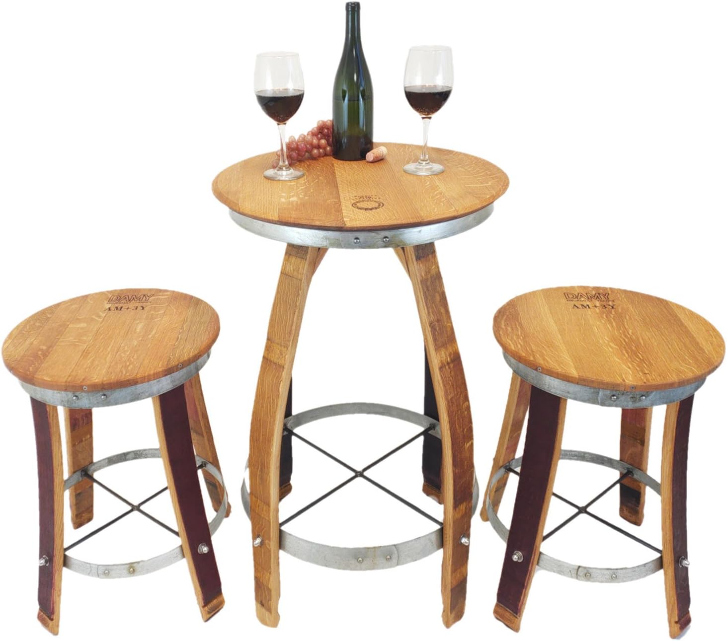 Pub Set Swivel Top Stools - Wine Barrel Handcrafted Wine Barrel Furniture