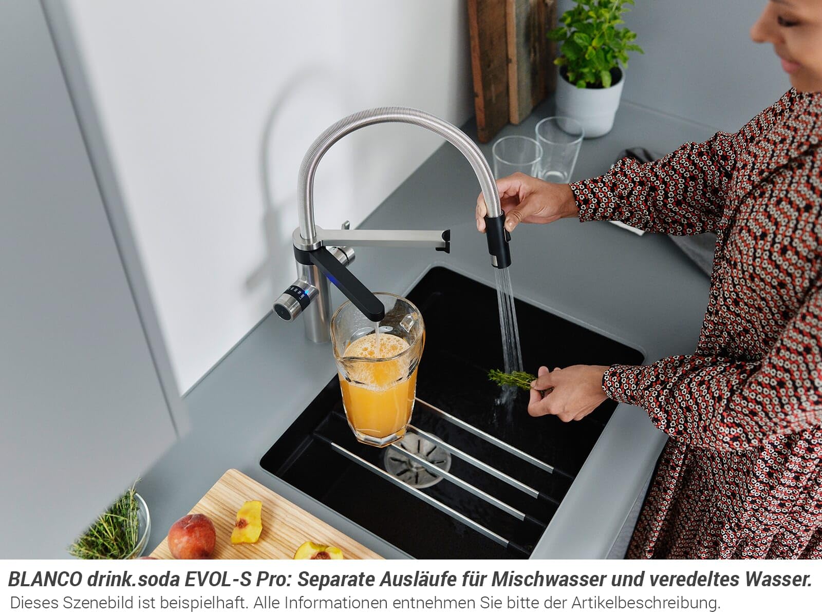 BLANCO drink.soda EVOL-S Pro schwarz matt | Multifunktionales Soda-Wassersystem | Gekühltes Wasser in still, medium & sprudel | Inkl. App | Wassersprudler | Click & Touch Mengeneinstellung | Armatur