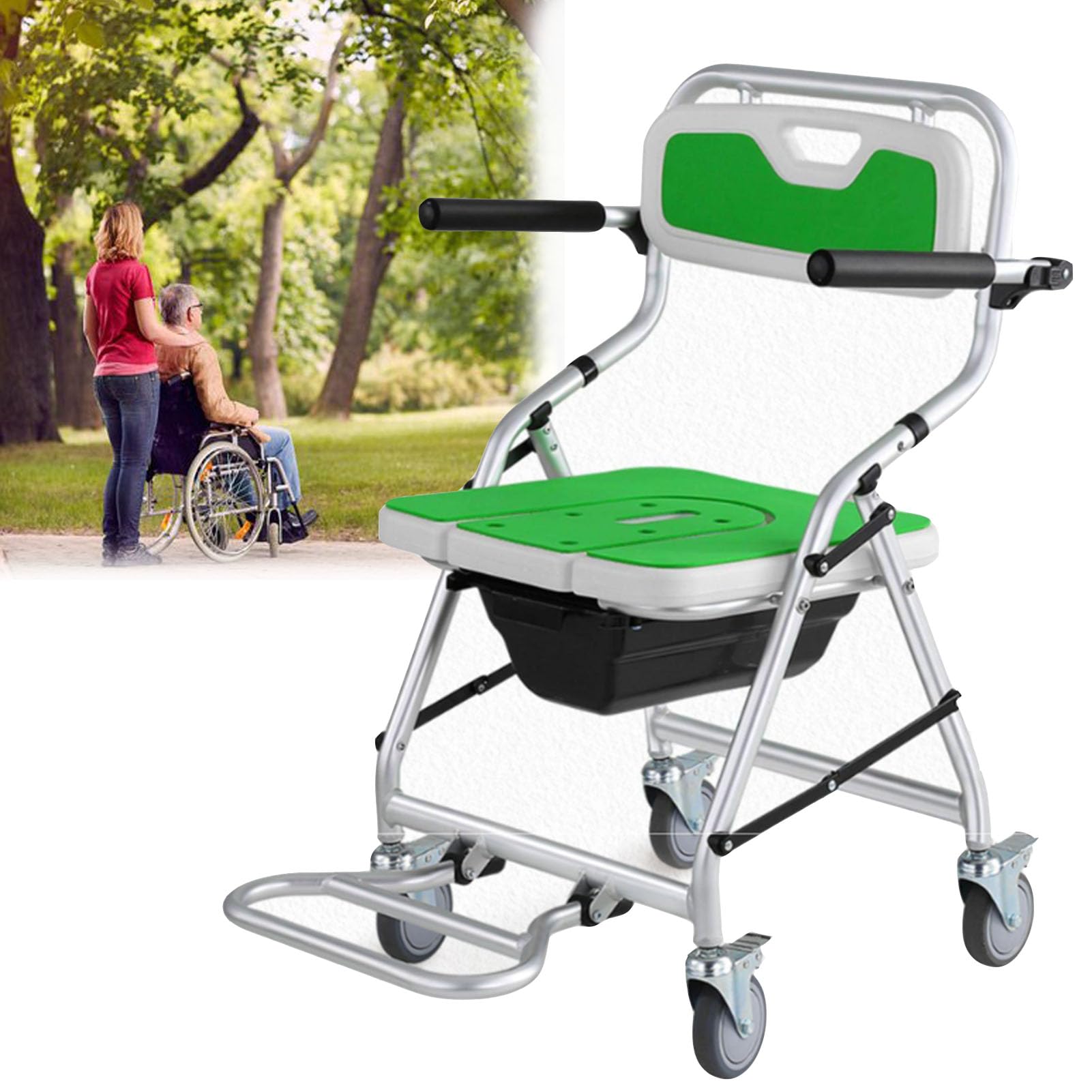 Krzesło komodowe, krzesło toaletowe z podłokietnikami, siedzenia prysznicowe dla osób starszych składane z oparciem, ergonomiczne siedzisko, pomoce do poruszania (With Eva Pad)