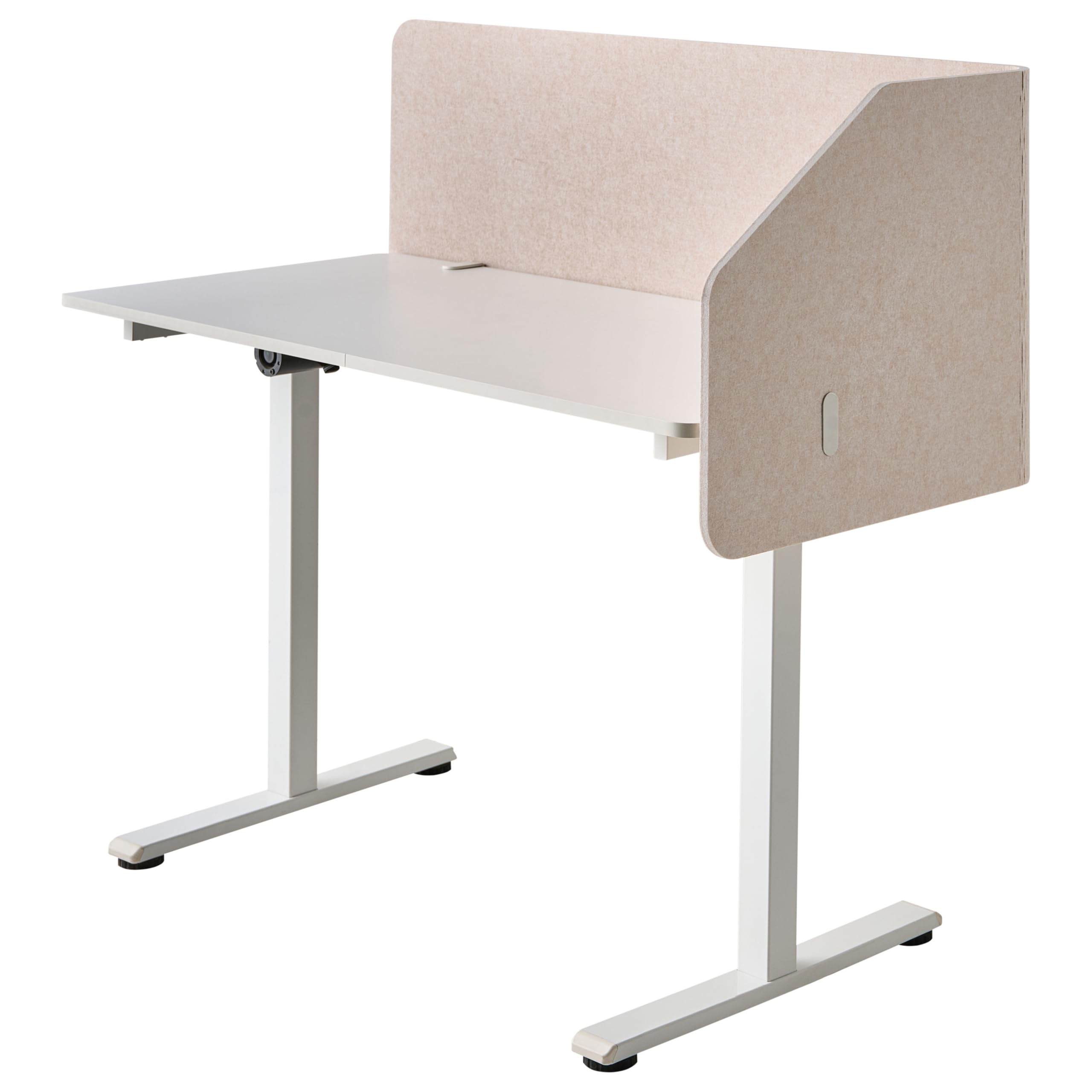 Beliani Schreibtisch Trennwand L-Form Filz Akustik Polster beige 120 x 60 x 50 cm zum Klemmen Foldy