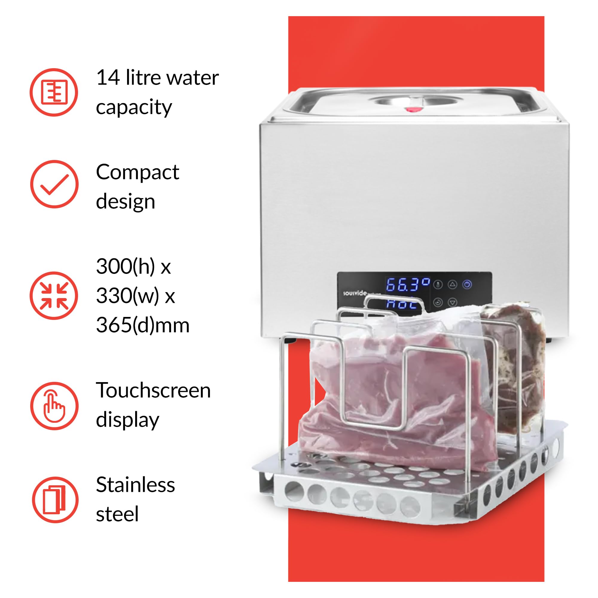 Sous Vide Tools Vasca per la Cottura a Bagnomaria Compatta da 14 Litri