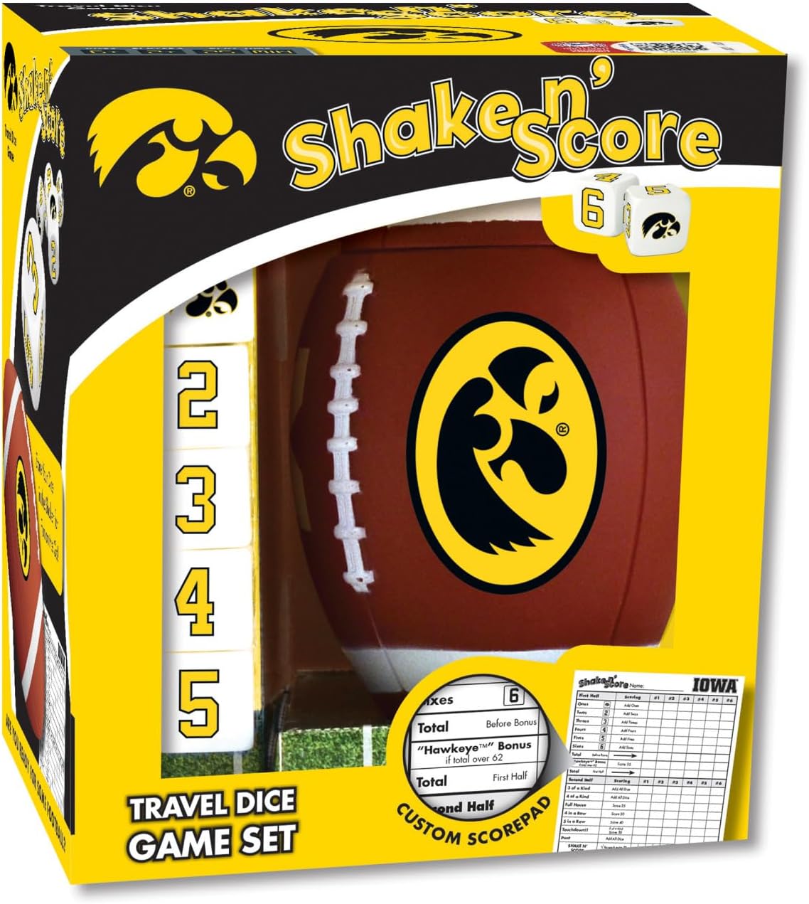 MasterPieces Game Day - NCAA Iowa Hawkeyes - Shake N' Score Dice Game