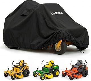 Zero Turn Mower Cover - Heavy Duty Waterproof UV Protection Universal Fit Zero Turn Lawn Mower Cover with Air Vents & Windproof Buckles, All Weather Outdoor Storage Cover