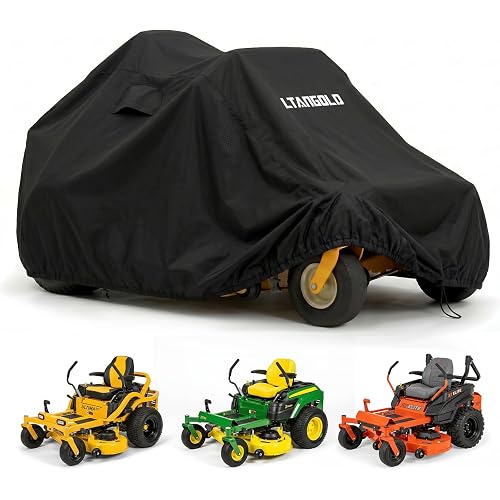 Zero Turn Mower Cover - Heavy Duty Waterproof UV Protection Universal Fit Zero Turn Lawn Mower Cover with Air Vents & Windproof Buckles, All Weather Outdoor Storage Cover