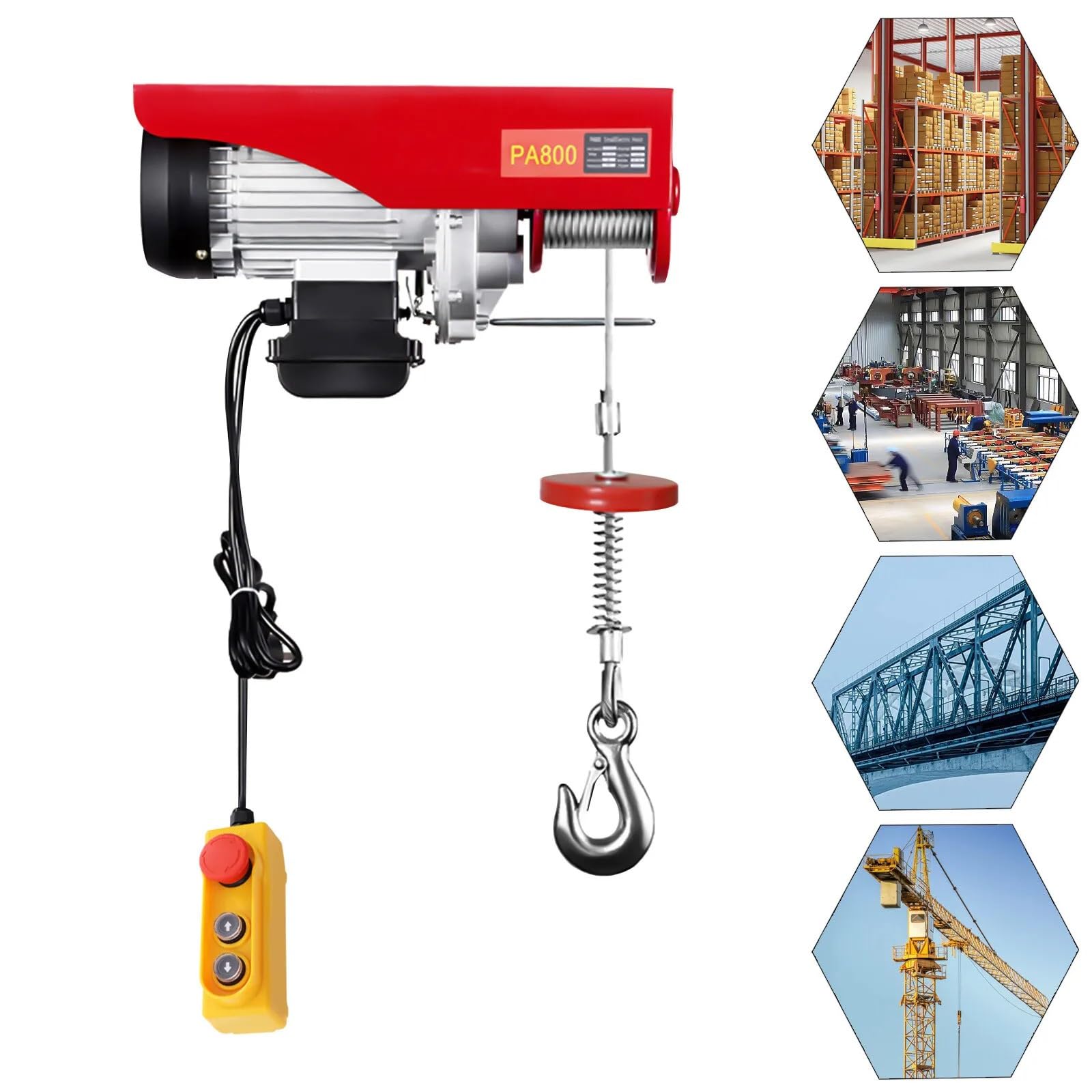 Polipasto Eléctrico Cabrestante Eléctrico De 800kg Y 220v, Grúa Andamio, Taller, Elevación Garaje Con Botón Parada Emergencia Polipasto Cabrestante Eléctrico