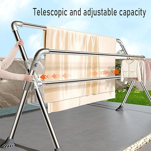 Miniatura 7 de Tendedero de ropa, colgador plegable y elevador de suelo, para uso doméstico en interiores y exteriores, estante de secado de ropa al aire libre,