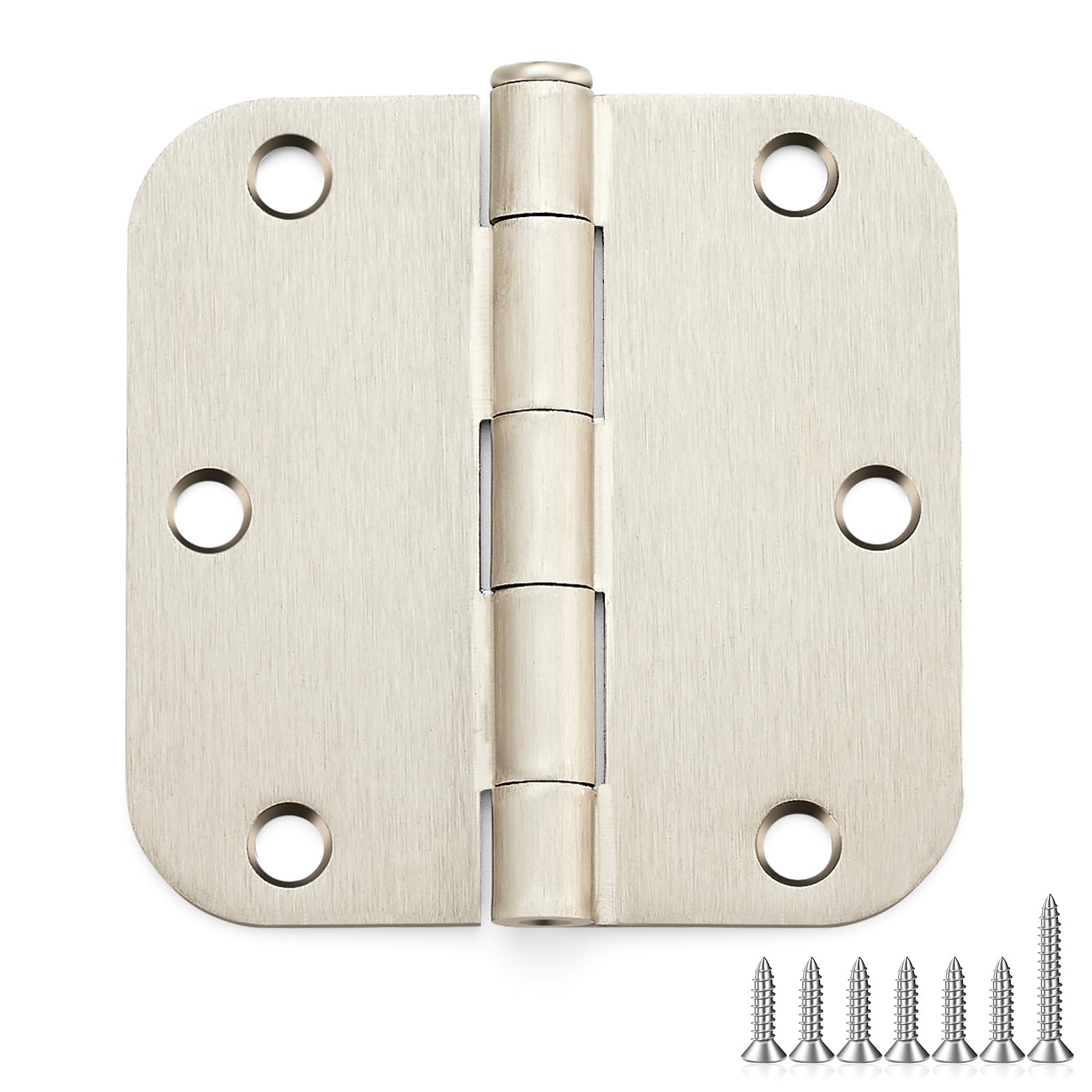 Ravinte 18 Pack Satin Nickel Door Hinges 3.5"x 3.5" Door Hardware Controls Rounded 5/8" Radius Corners Interior Door Hinges, Steel Bifold Residential