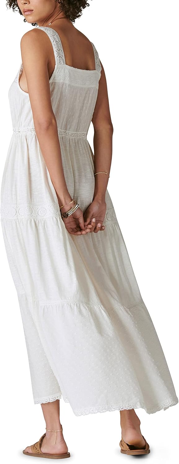 Lucky Brand Womens Lucky Brand Women's Lace Tiered Knit Maxi Dress - Image 2