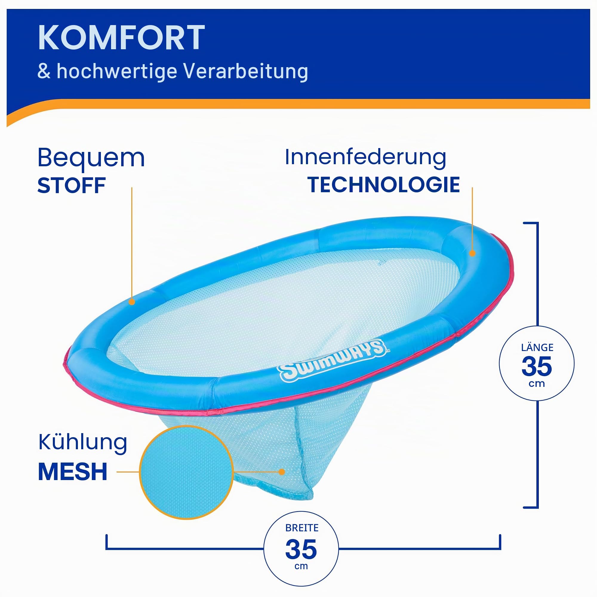 SwimWays Spring Float Papasan Pool Liege für Schwimmbad, Aufblasbare Poolschwimmer Erwachsene mit Schneller Inflation ab 15 Jahren