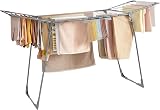 SONGMICS Tendedero de pie, 56,5 x 173 x 96,5 cm, tendedero de alas para Ahorrar Espacio, con Soporte para Calcetines, Metal, para Ropa, Toallas, lavandería, Gris LLR518G01 - 1