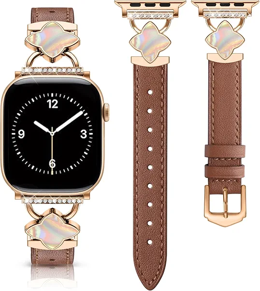 Omnillert Slim Leather Bands Compatible with Apple Watch Band 40mm 42mm 38mm 41mm 44mm 45mm 46mm Women,Dressy Designer Stylish Strap Wristband iWatch Bands for Series 11 10 9 8 7 6 5 4 3 SE Ultra