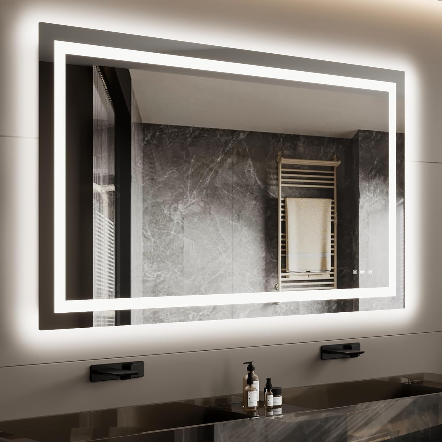 24×32 LED Bathroom Mirror, Vanity Mirror with Dimmable Back Lighting, Anti-Fog Technology, 3 Color Temperatures, Touch Control Memory Function, Shatter-Proof Glass, Horizontal or Vertical Mount