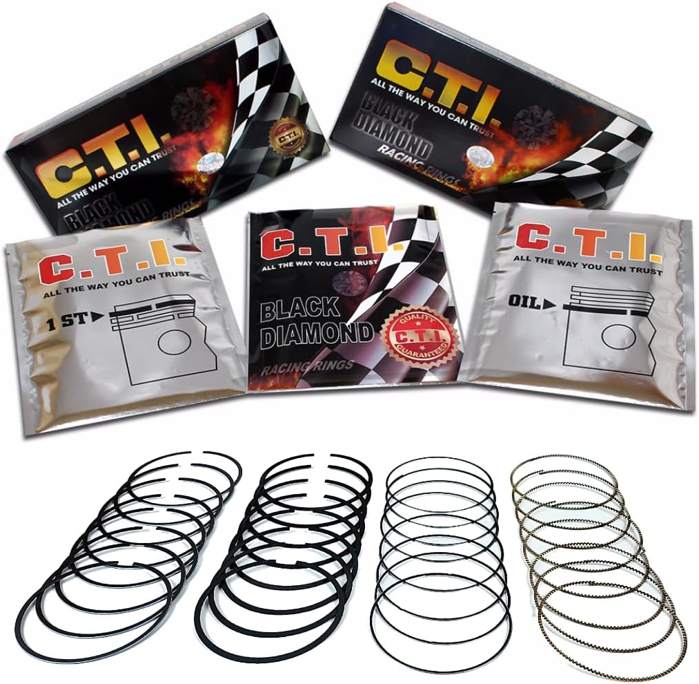 C.T.I. 14-094-08 BLACK DIAMOND Piston Ring Set Compatible With 07-20 Lexus | Toyota / GX460 / LX570 / Land Cruiser/Sequoia/Tundra / 4.6L 5.7L / 8CYL (STD)