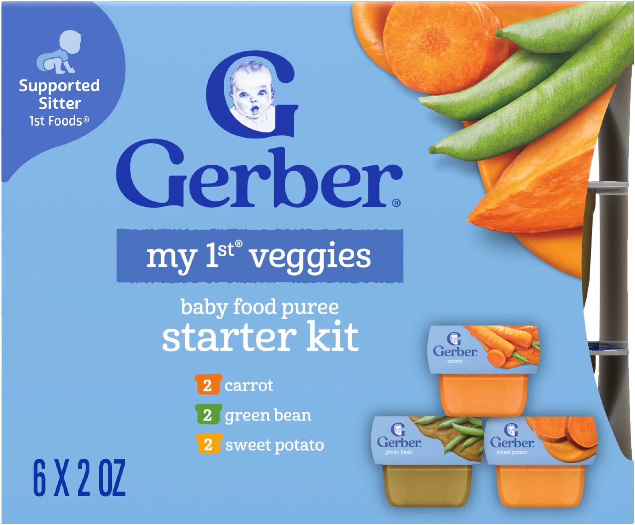 Stage 1 Baby Food, Veggie Variety Pack Puree Tubs, Baby Puree, 2PK