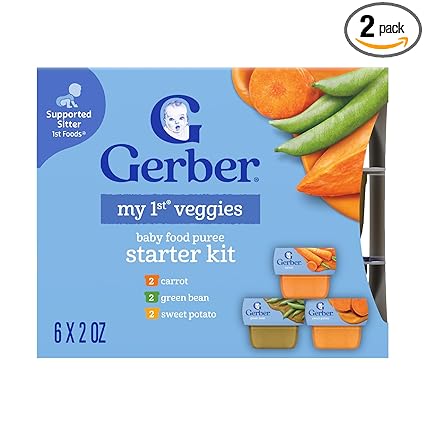 Gerber Stage 1 Baby Food, Veggie Variety Pack Puree Tubs, Baby Puree, 2PK