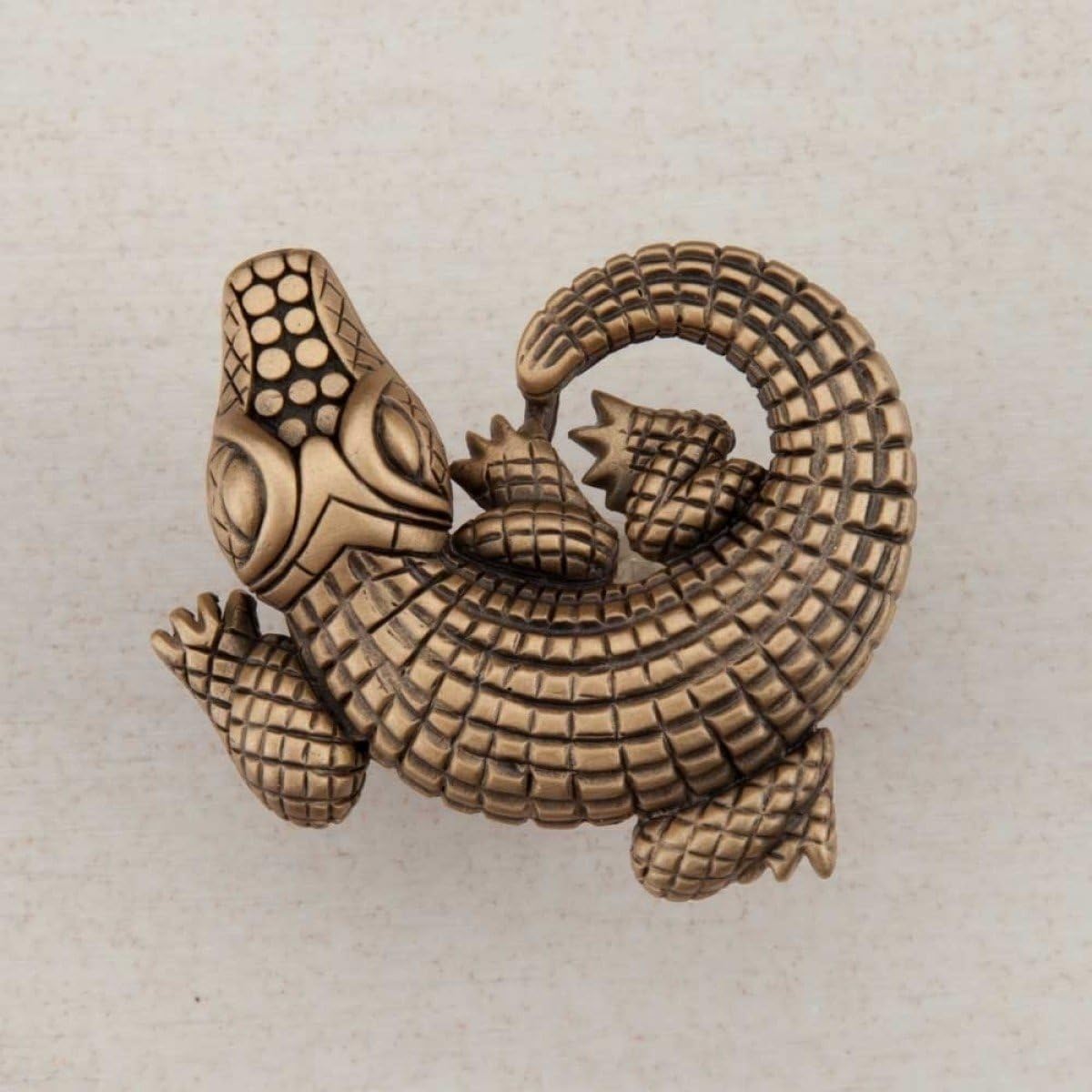 Artisan Alligator Cabinet Knob, Museum Gold