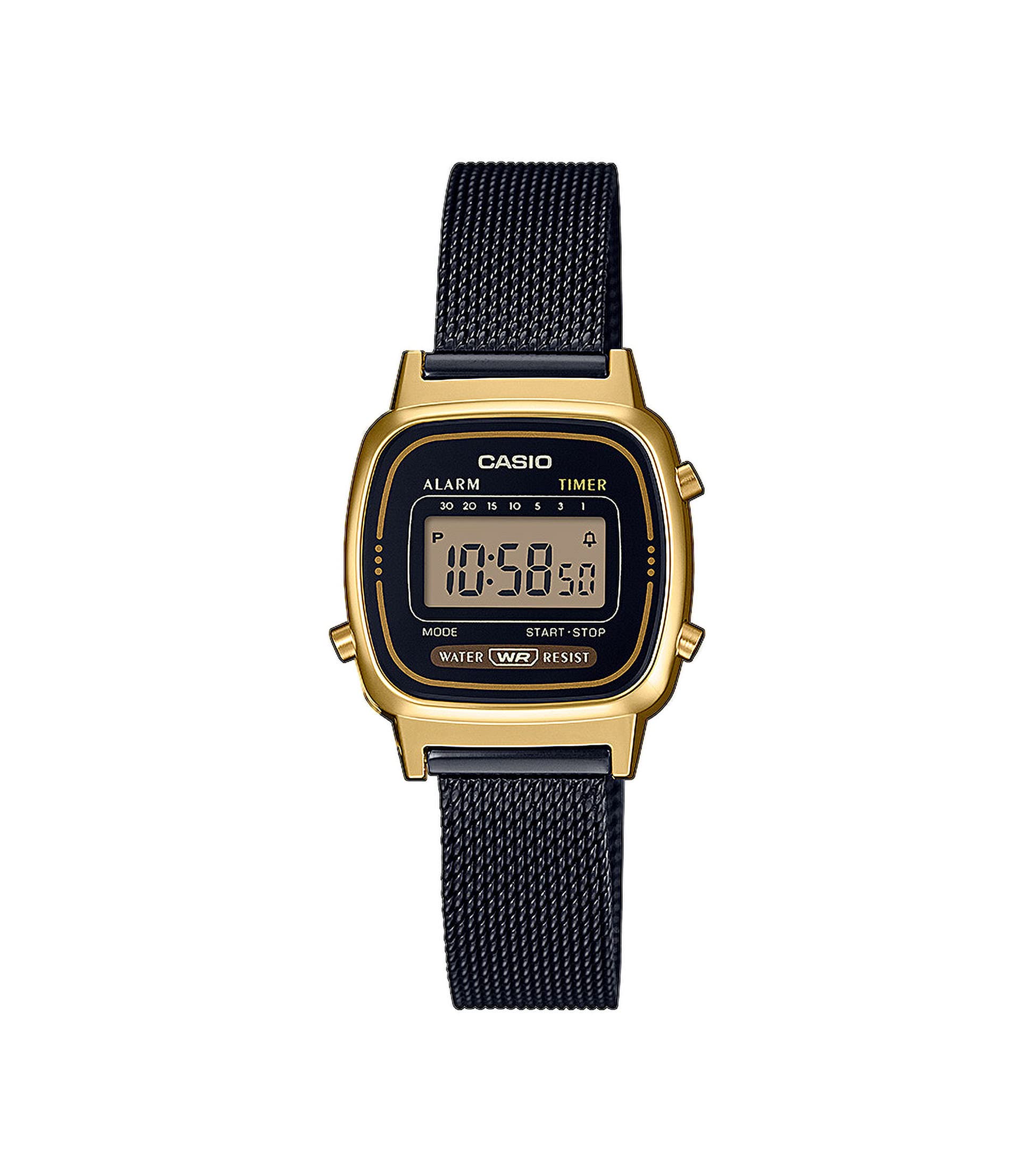 Casio Women's Digital Quartz Watch with Solid Stainless Steel Strap