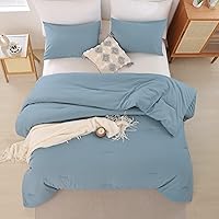 Vista 200 de ROSGONIA Juego de edredón tamaño Queen, color gris carbón, 3 piezas (1 edredón gris oscuro y 2 fundas de almohada) para todas las estaciones, ropa