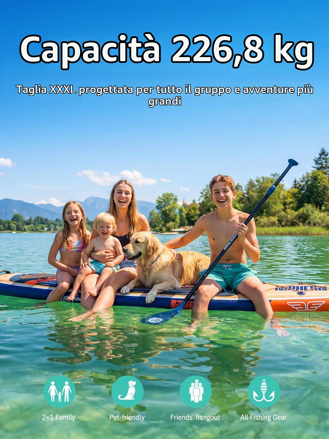 Niphean (Extra Grande) Tavola SUP Gonfiabile, Pompa Elettrica