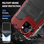 Beasyjoy for iPhone 14 Case Waterproof, Metal Full Body Protective Heavy Duty with Built-in Screen Protector, Military Grade Shockproof Dustproof Defender Rugged Case 6.1 Inch,Red