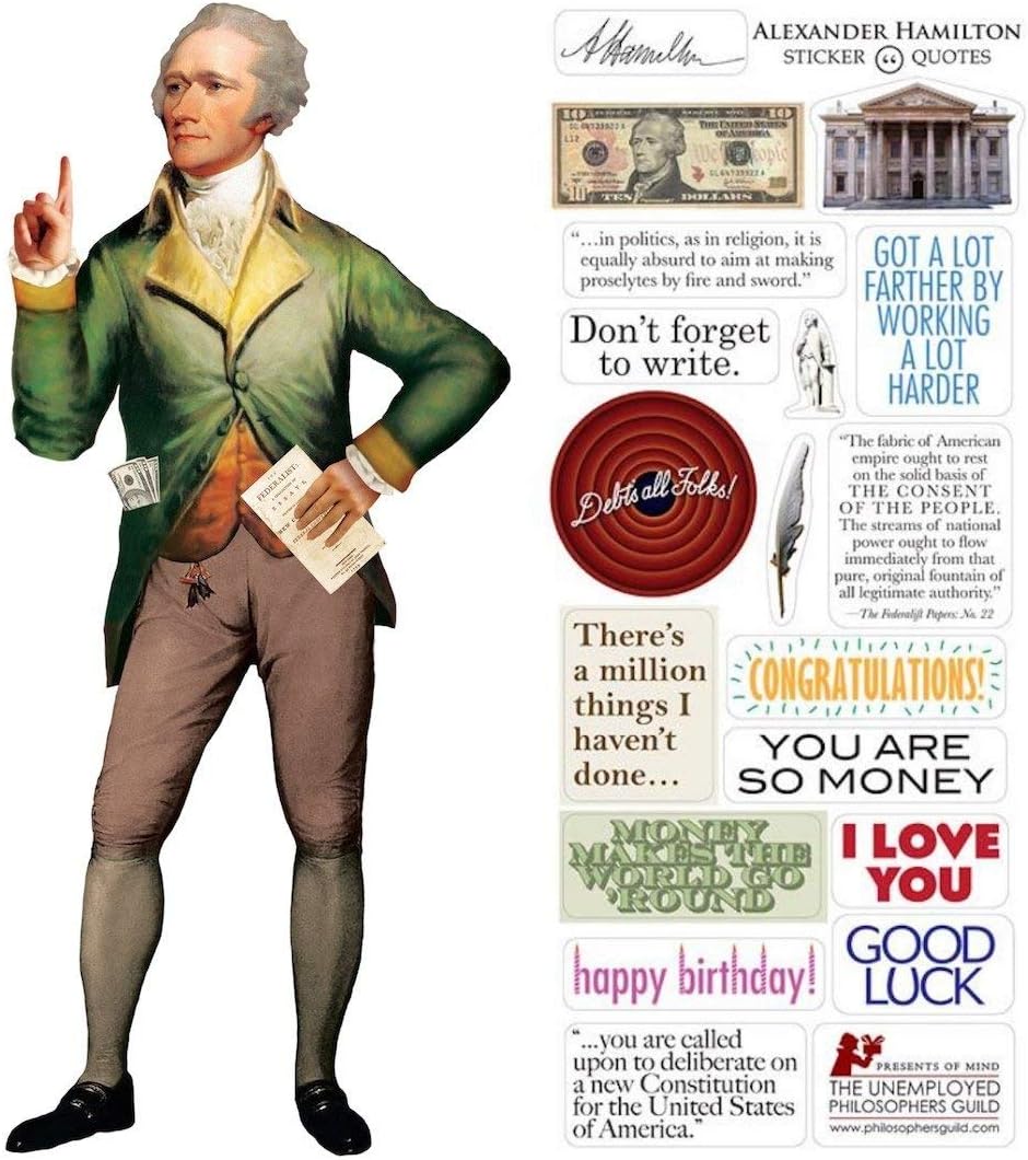 amazon com alexander hamilton quotable notable die cut silhouette greeting card and sticker sheet with quotes and more envelope included office products