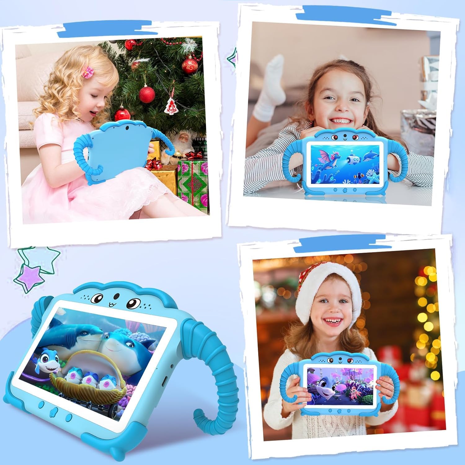 Tablette pour Enfant 7 Pouces Android Tablette Enfants avec WiFi Bluetooth ContrôLe Parental Logiciel Enfant Pré-Installé Quad Core 32Go ROM Tablette Tactile Educative Youtube Google Play (Bleu)