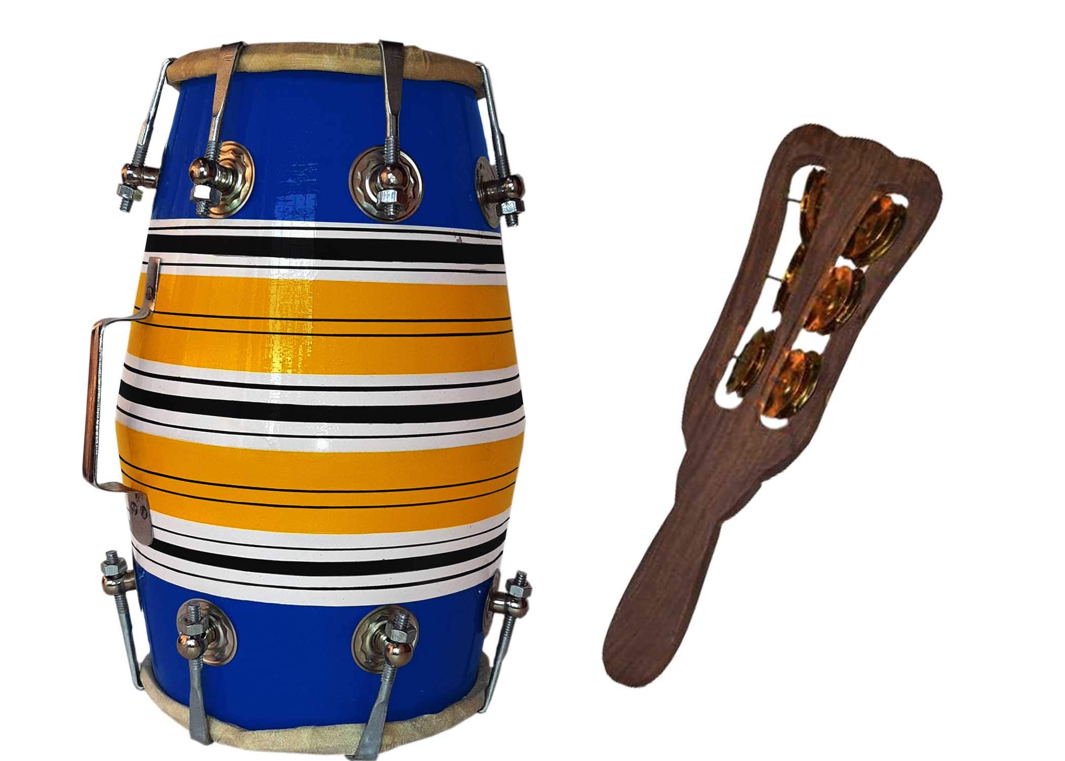 GT manufacturers Wooden Musical Instrument Baby Dholak Drum Nuts & Bolt Design02 (Blue)-picture-11