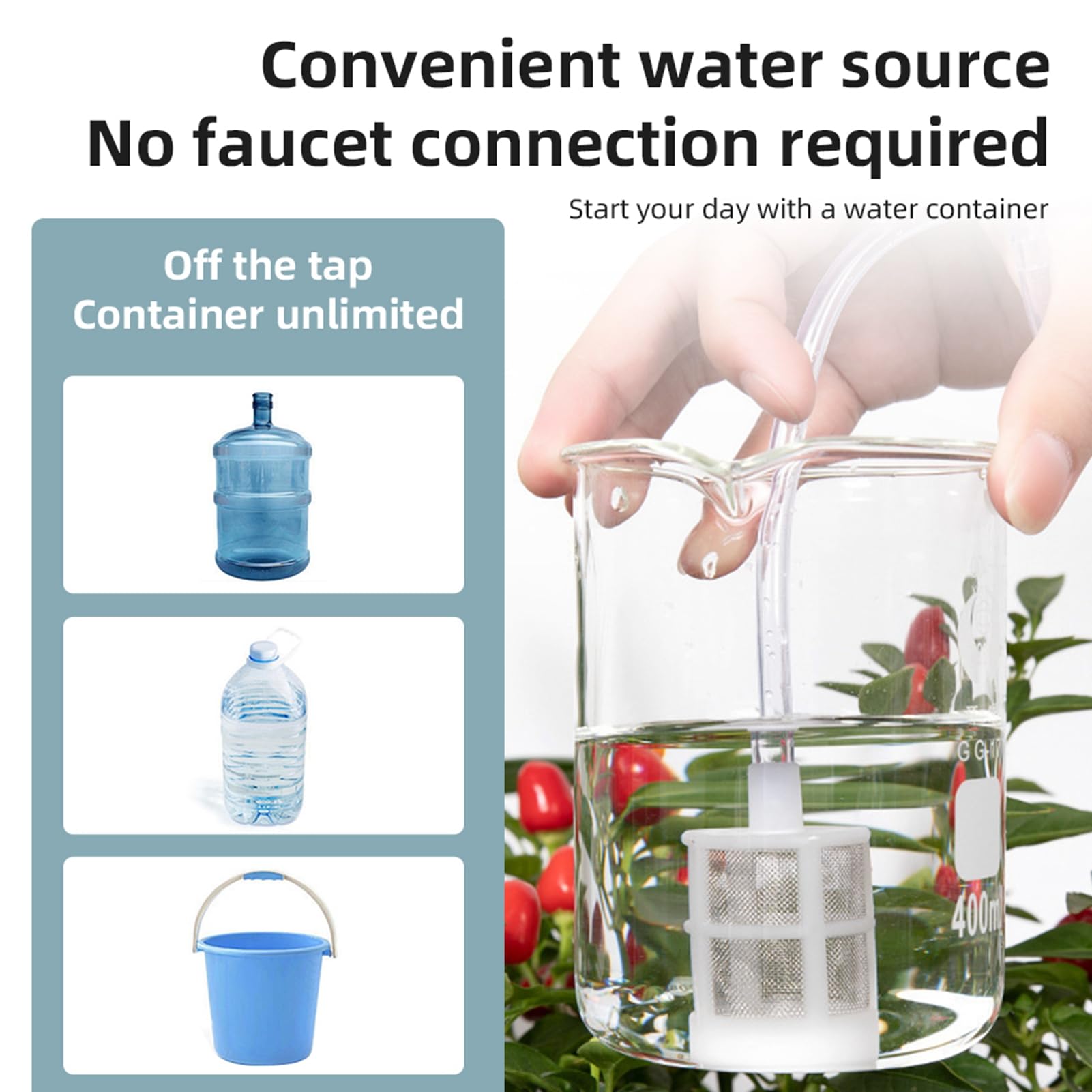 TOPINCN Kit Automatico di Irrigazione a Goccia con Doppia Pompa Solare, Alimentatore USB, Irrigazione Temporizzata Intelligente per Piante da Interno e Giardini Esterni (Doppia pompa da 20 m)