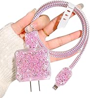 Vista 8 de CameCosy Protector de cable de lujo para iPhone de 18 W/20 W, diseño de borde ondulado, funda de línea de datos, protector de cargador de teléfono