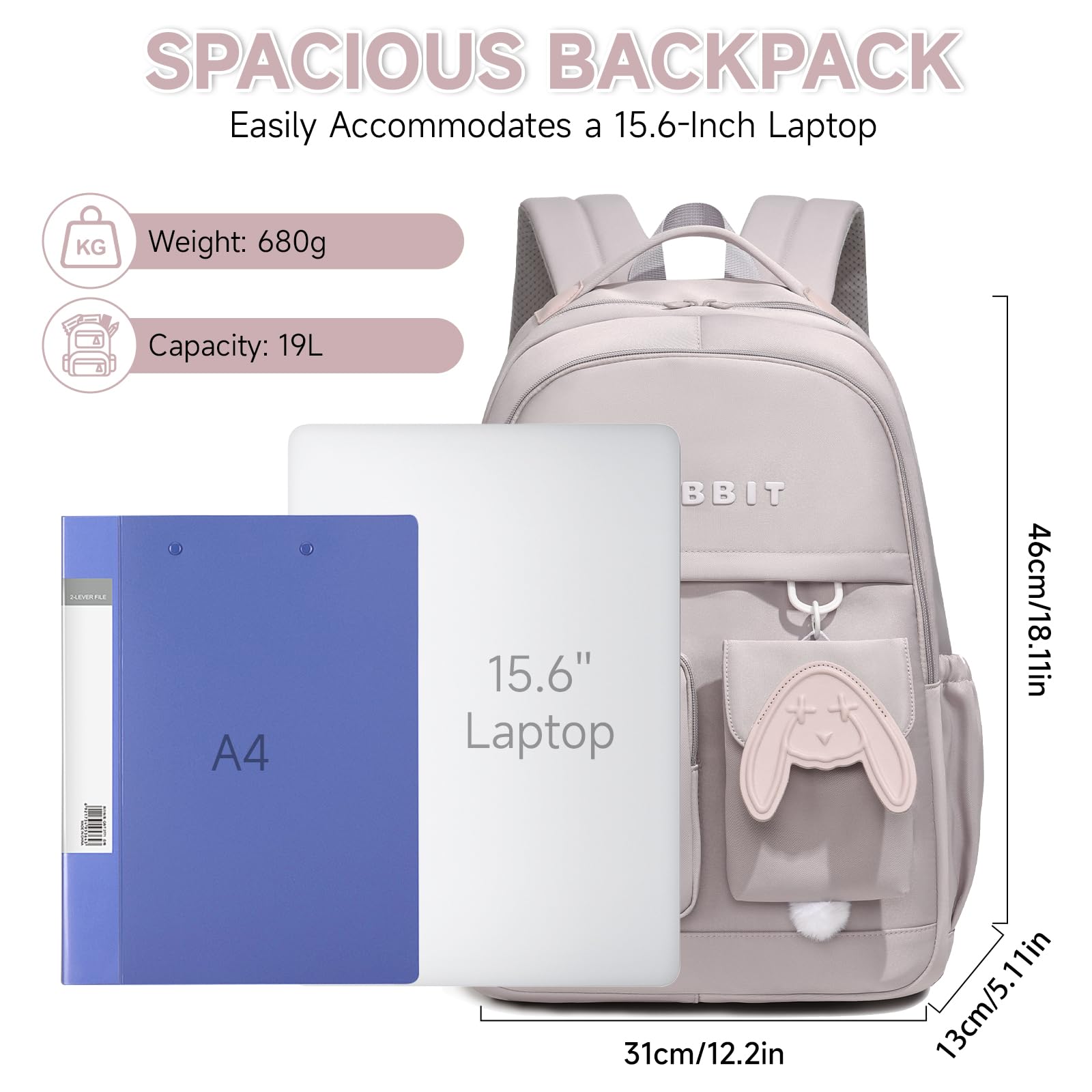 Amythe Sac à Dos Fille Collège, Cartable Adolescent Scolaire Imperméable Durable avec Multiples Compartiments, Sac Ecole Lycée Fille Grande Capacité pour 10 à 18 ans, Violet