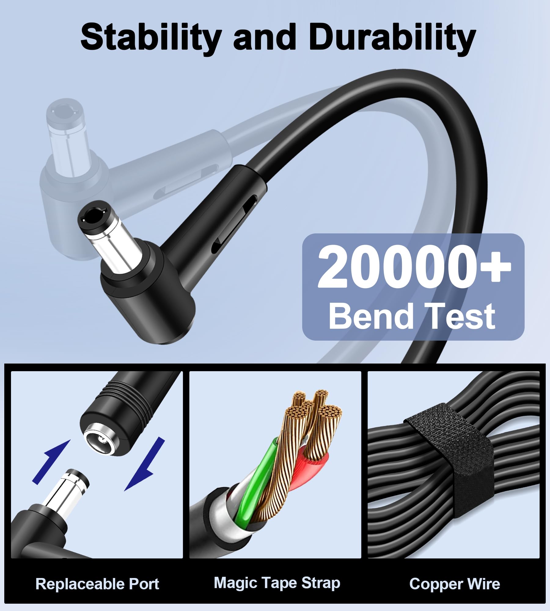 45 W, 65 W, kabel do ładowania, kompatybilny z ASUS Vivobook 14, 15, 17, S13, S14, S15, Zenbook Flip Chromebook, Eeebook, Transformer, seria Imaginebook, laptop, ładowarka z 3 okrągłymi przyłączami