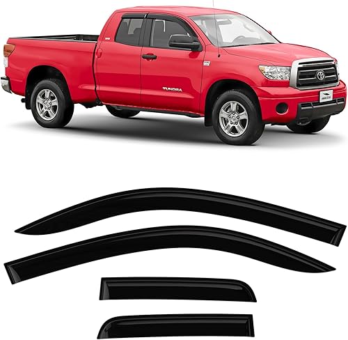Voron Glass Protectores de lluvia extra duraderos para Toyota Tundra 2007-2021 doble cabina, deflectores de ventana, viseras de ventana de