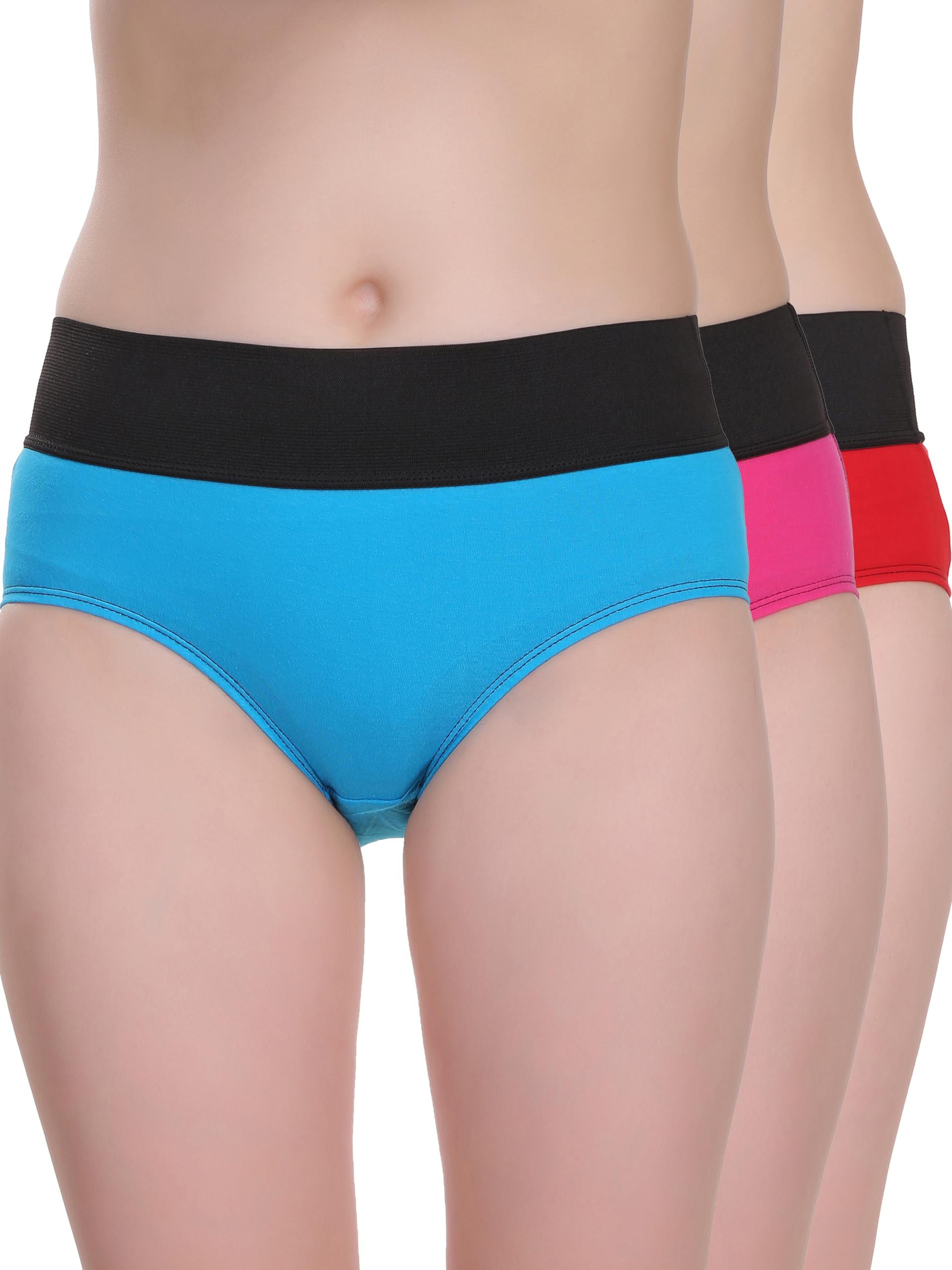 selfcare Women's Solid Cotton Sinker High Rise Tummy Control Multicolor Hipster's Panties (Pack of 3)-picture-33