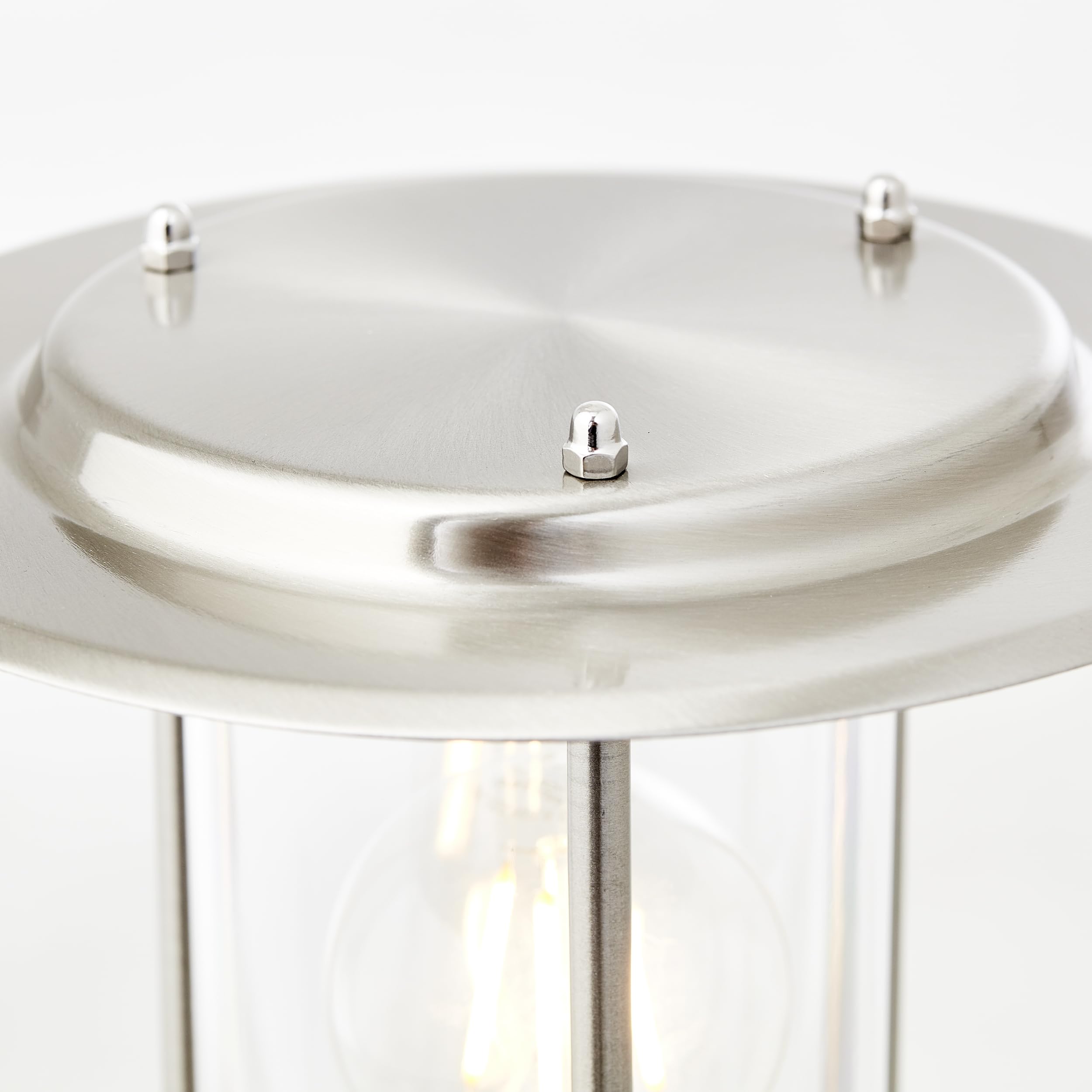Lightbox Außen Pollerlampe mit Bewegungsmelder | moderne Outdoor Wegeleuchte | 1 m Höhe | Ø 20 cm | spritzwassergeschützt (IP44) | E27 Fassung | aus Edelstahl/Kunststoff | in EdelStahl