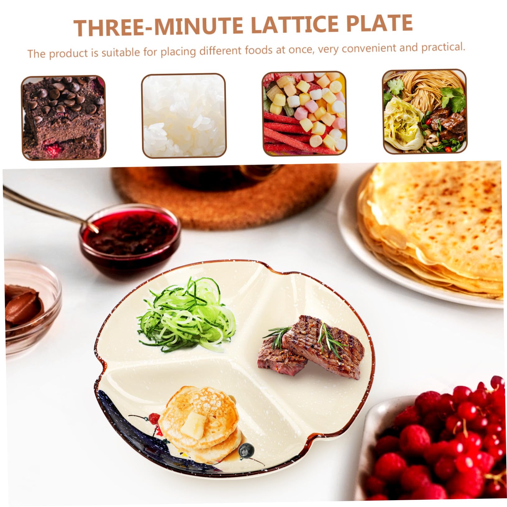 Assiette Divisée Céramique Plateau Multi-compartiments pour Snacks et Fruits Plateau Portion Contrôle pour Usage Domestique et Hôtelier Surface Lisse