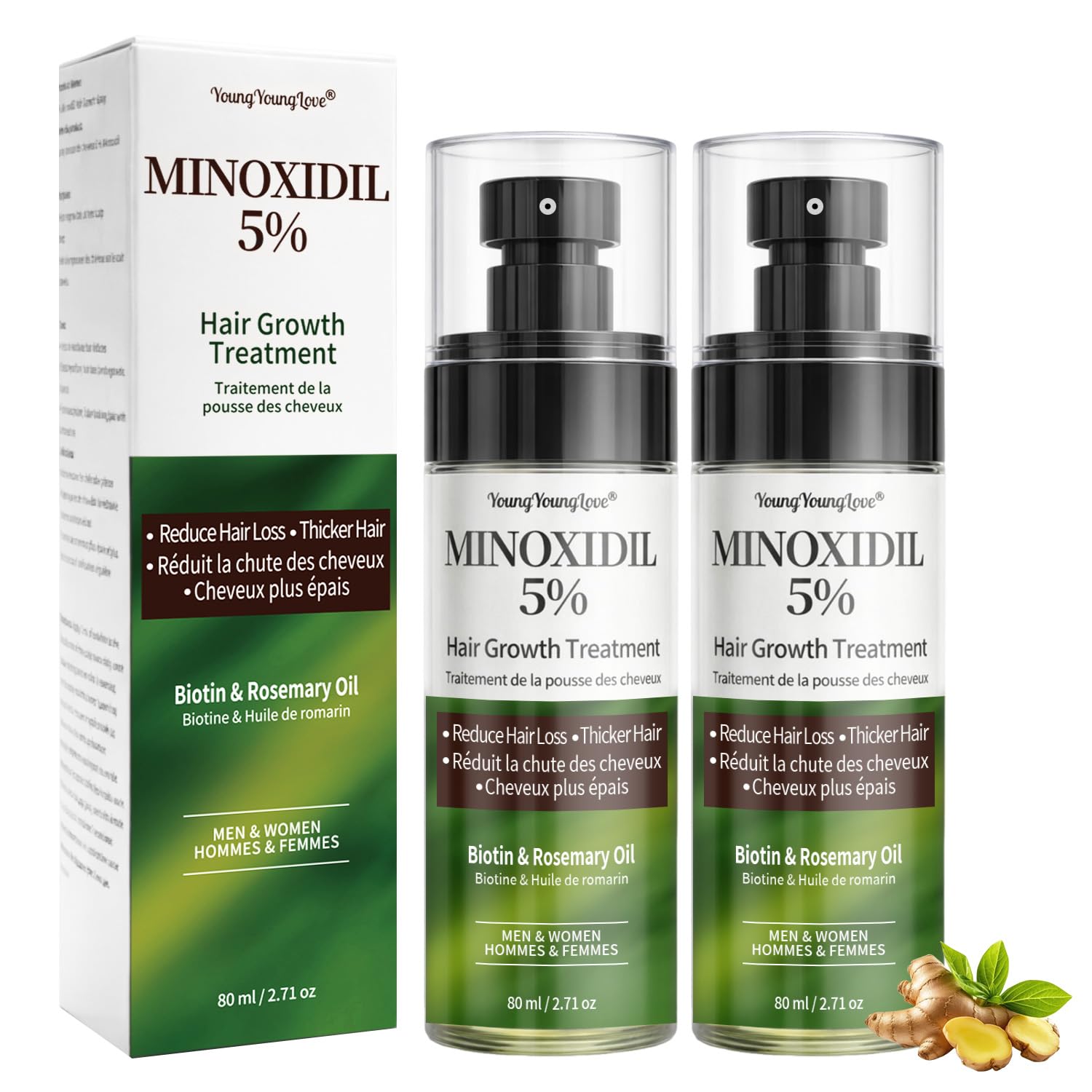 5 Minoxidil Spray for Men Women with Biotin Rosemary Oil for Hair Growth Helps Reduce Hair Thinning Strengthen