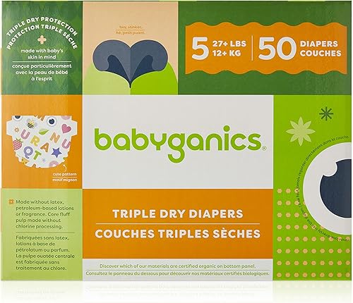 Babyganics Pañales, Talla 5, 50 ct, Pañales Ultra Absorbentes