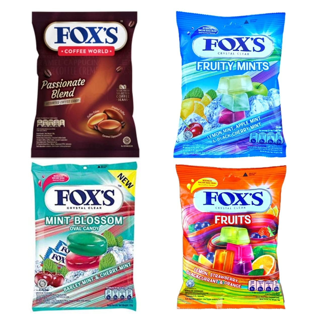 Foxs Crystal Clear Candy- Mint Blossom Candy, Coffee Candy, Fruits Candy and Fruity Mints Candy 125Gms Each- Combo Pack of 4 (B0CRV96VQD) Amazon Price History, Amazon Price Tracker