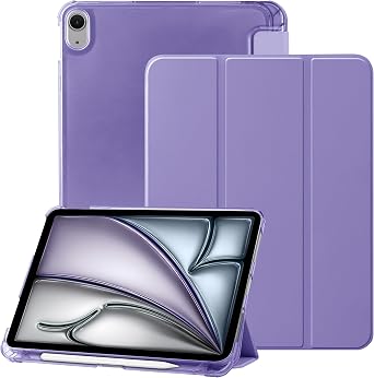 iPad A16 11th Generation Case 11 Inch 2025, iPad 10th Generation Case 10.9 Inch 2022 with Pencil Holder, Slim Light Trifold Protective Cover with Hard PC Translucent Back Shell,Purple