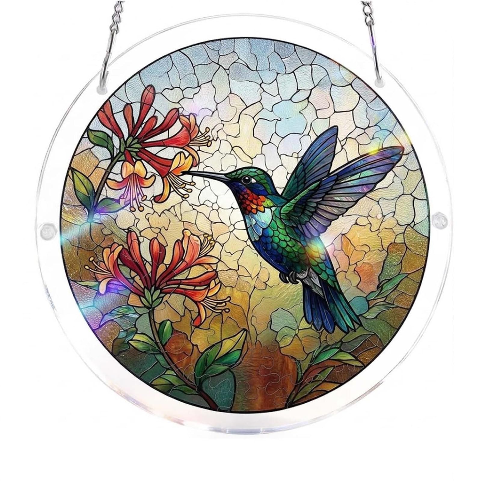 Acrylic Puzzles Suncatcher Window Hanging, 7.4 Inch DIY Suncatcher Kits for Doors Garden, Stained Glass Acrylics Sun Catcher Puzzle for Women & Men Birthday Home Decor (#19)