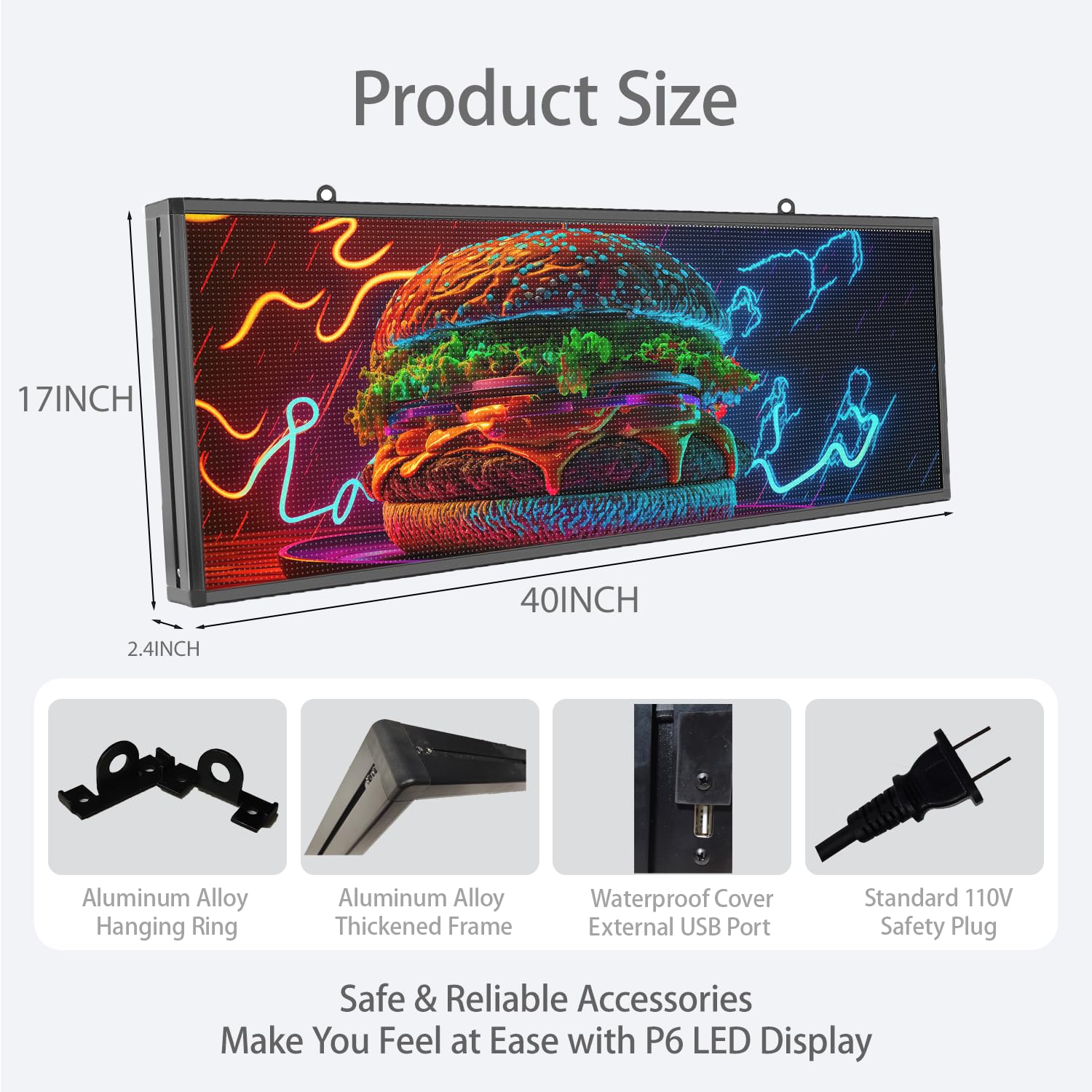 P6 - Señal LED programable con soporte de imágenes y videos, control WIFI y USB, pantalla LED impermeable IP65 para exteriores, tablero de visualización digital de ticker deportivo, carteles