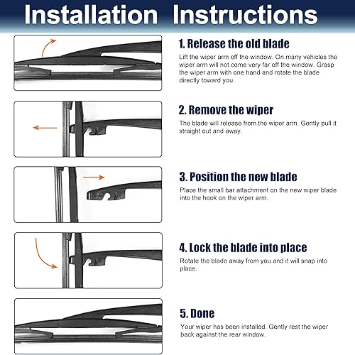 Miniatura 7 de X AUTOHAUX Limpiaparabrisas trasero de 14 pulgadas para Honda CR-V 07-11 para Subaru Forester 06-22 para Legacy 05-09